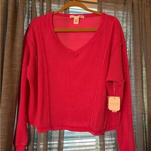 Altar'd State Pink Cropped Long Sleeve lightweight sweatshirt NWT